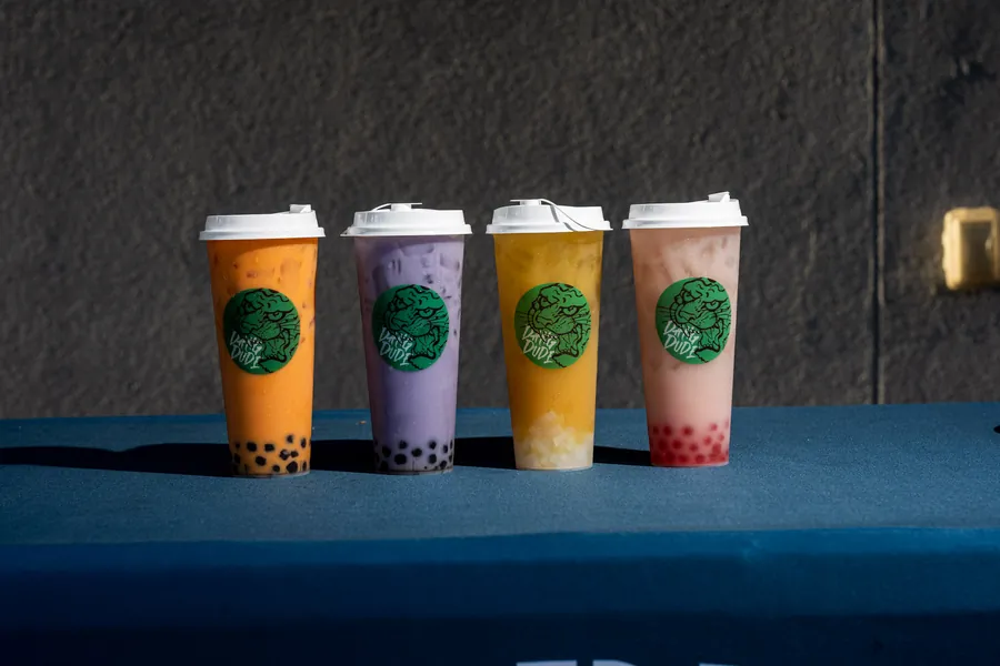 Four boba drinks at Dang Dude